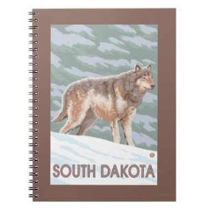 Caderno Espiral Lobo cinzento StandingSouth Dakota