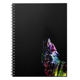 Caderno Espiral Lobo do arco-íris do Fractal