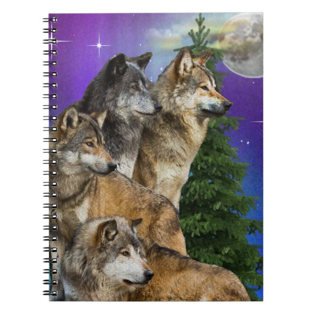Caderno Espiral lobo e lua (Frente)