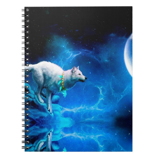 Caderno Espiral Lobo indiano e lua cheio (Frente)