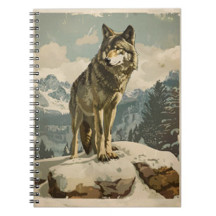Caderno Espiral Lobo Majestoso em Snowy Rock