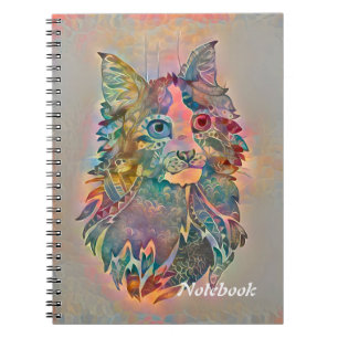 Caderno Espiral Lobo nas flores