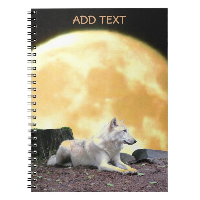 Caderno Espiral Lobo norte-americano contra a Lua cheia (Frente)
