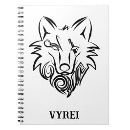 Caderno Espiral Lobo Tribal Negro e Branco