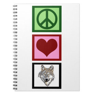 Caderno Espiral Lobos do amor da paz
