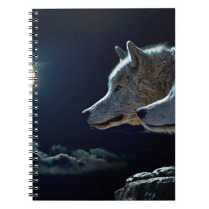 Caderno Espiral Lobos e lua tola