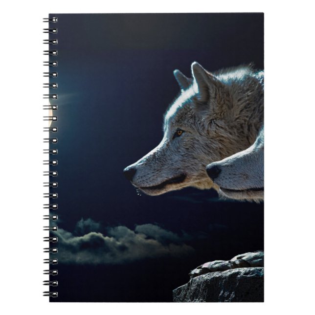 Caderno Espiral Lobos e lua tola (Frente)