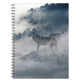 Caderno Espiral Lobos numa paisagem de inverno
