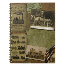 Caderno espiral locomotivo do vintage - 80 páginas