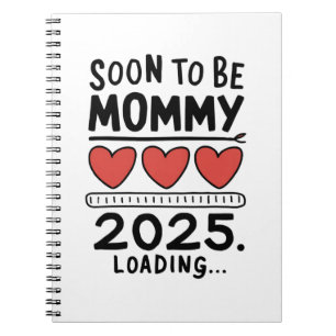 Caderno Espiral Logo Será Mamãe 2025 Mamãe Carregando Promovida a