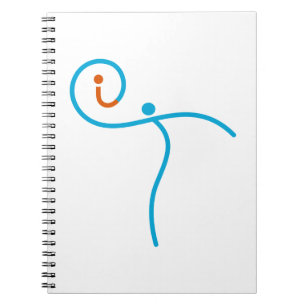 Caderno Espiral Logotipo 01, ciano/vermelho