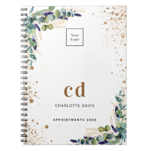Caderno Espiral Logotipo comercial branco de eucalipto