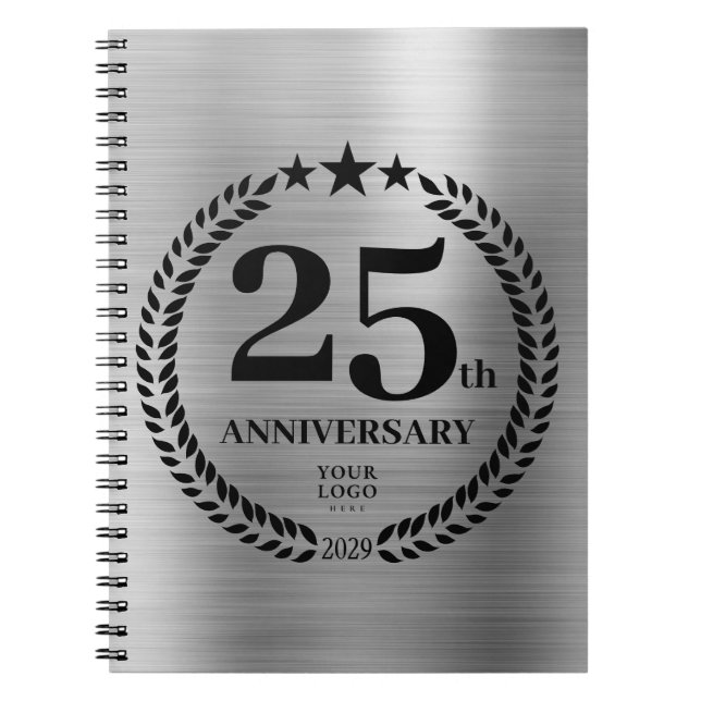 Caderno Espiral Logotipo comercial do 25 Silver (Frente)