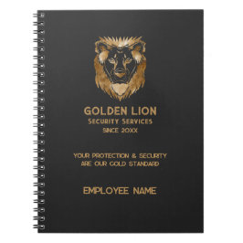 Caderno Espiral Logotipo comercial do Leão Dourado Luxe Black