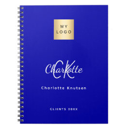 Caderno Espiral Logótipo comercial do monograma azul
