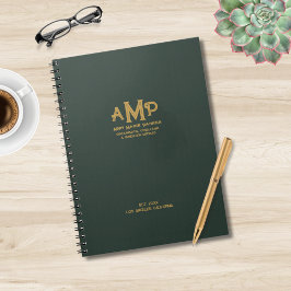 Caderno Espiral Logotipo comercial Dourado verde personalizado de 