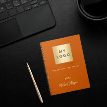 Logotipo comercial laranja queimado monograma eleg