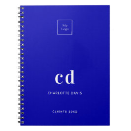 Caderno Espiral Logotipo comercial monograma azul real
