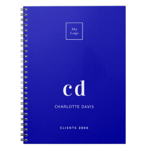 Caderno Espiral Logotipo comercial monograma azul real