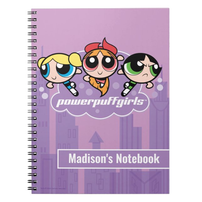 Caderno Espiral Logotipo da equipe de garotas Powerpuff (Frente)