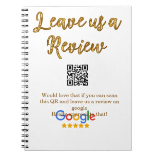Caderno Espiral logotipo de avaliação de negócios do Google Scan Q