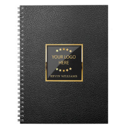 Caderno Espiral Logotipo de couro preto para empresas personalizad