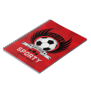 Caderno Espiral Logotipo de Futebol Vermelho Presentes de Volta