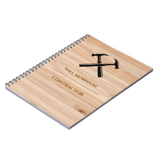 Caderno Espiral Logotipo de Martelo de Madeira Rústica Prestador d