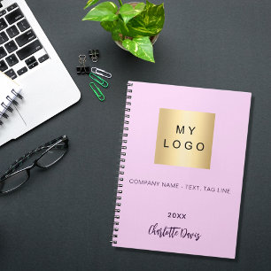 Caderno Espiral logotipo de negócios com nome rosa