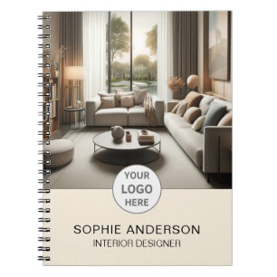 Caderno Espiral Logotipo de Negócios de Designer de Interiores Fot