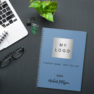 Caderno Espiral logotipo de negócios de nome azul