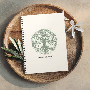 Caderno Espiral Logotipo de Negócios Ecológicos Árvore da Vida