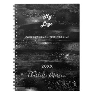 Caderno Espiral logotipo de negócios nome rústico preto