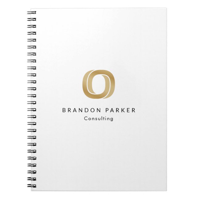 Caderno Espiral Logotipo de Ouro Profissional Simples para Empreen (Frente)