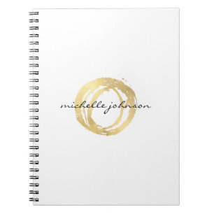 Caderno Espiral Logotipo do Designer de Círculos Dourados Pintados