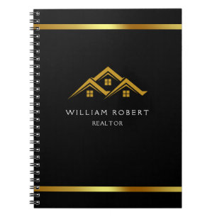 Caderno Espiral Logotipo Dourado de Imóveis Casa Golden Corretor M