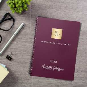 Caderno Espiral Logotipo empresarial burgundy elegante