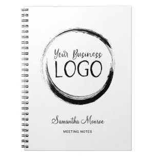 Caderno Espiral Logotipo Empresarial Redondo Minimalista Reunião