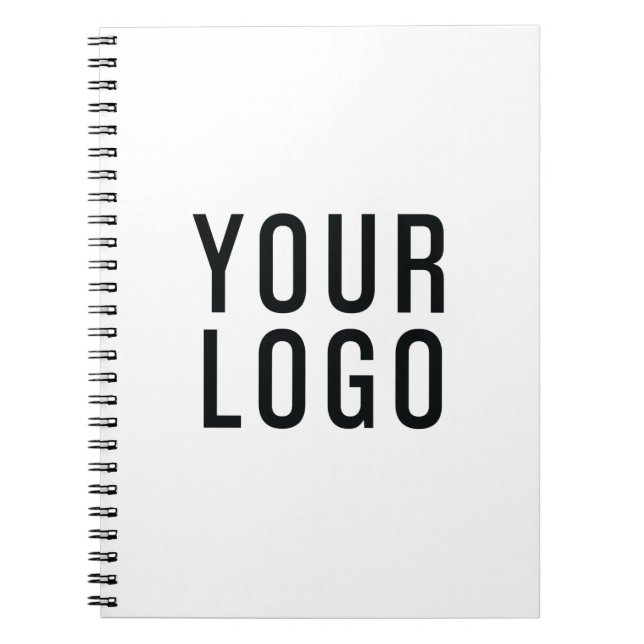 Caderno Espiral Logotipo Empresarial Simples Promocional Branco (Frente)