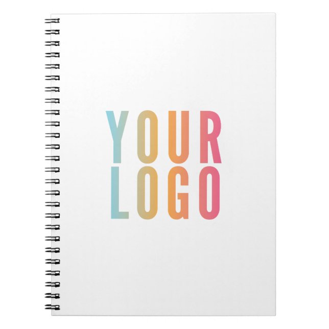 Caderno Espiral Logotipo Empresarial Simples Promocional Branco (Frente)