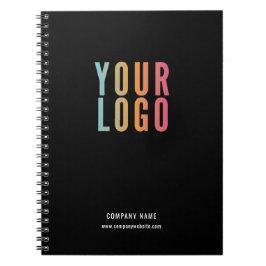 Caderno Espiral Logotipo Empresarial Simples Promocional Preto
