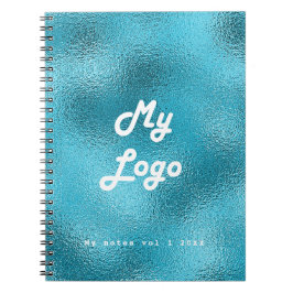 Caderno Espiral logotipo empresarial Turquesa Azul