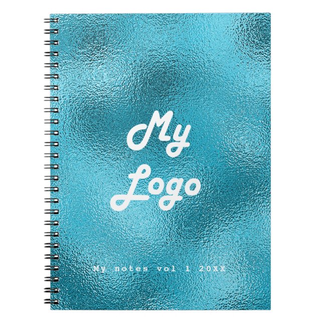 Caderno Espiral logotipo empresarial Turquesa Azul (Frente)