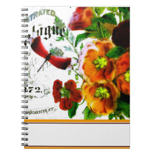 Caderno Espiral logotipo floral vintage