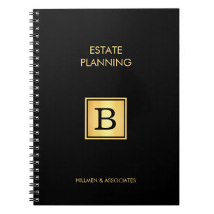 Caderno Espiral Logotipo Inicial Ouro Profissional Monograma Doura