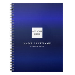 Caderno Espiral Logotipo Moderno Profissional Azul Marinho Metálic