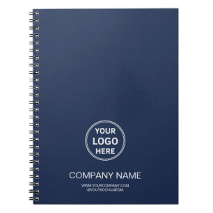 Caderno Espiral Logotipo Personalizado Azul Marinho Corporativo Em