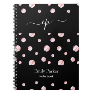 Caderno Espiral Logotipo Personalizado Black Pink Monograma Nome e