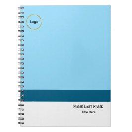 Caderno Espiral Logotipo Personalizado Elegante Azul Poeira Branco