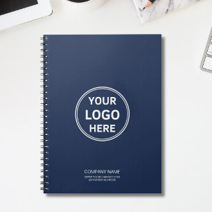 Caderno Espiral Logotipo Personalizado Minimalista Moderno Azul Na